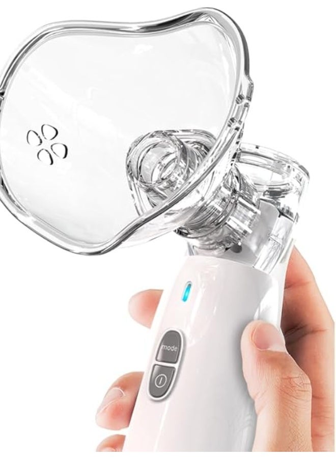 جهاز تبخير محمول بالأشعة فوق الصوتية مع كمامتين للكبار والأطفال، يعمل بالبطاريات، لتسهيل التنفس وتخفيف احتقان الأنف - Image 2